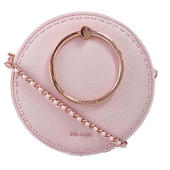 Ted Baker Handbags - Ted Baker Maddie Circle Leather Crossbody Bag Pink Rose Gold Ring Handle NWT